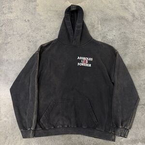 Assholes*s Live Forever Distressed Faded Red Letters Sweater Hoodie XXL